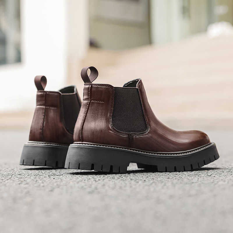 Martin Boot Large Autumn And Winter Martin Boots Mens Korean Version Chelsea Mens Boots British Style Velvet High Top Shoes Fashion Boots 240927