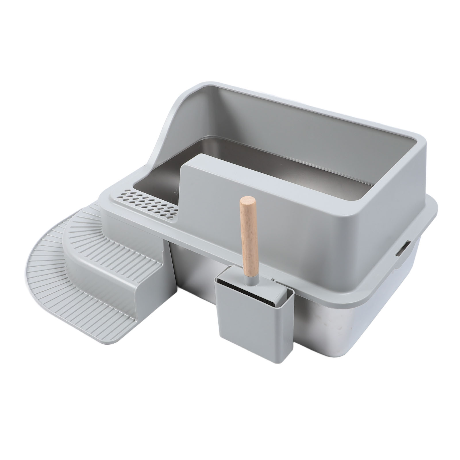 Stainless Steel Litter Box Easy Maintenance Large Cat Litter Box Long Lifespan Splash Proof Leakproof Odor for Large Cats