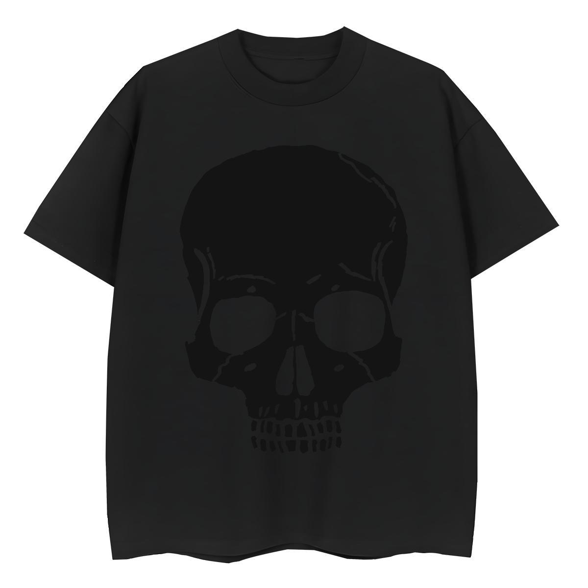 TOP Quality T shirt 230g Cotton Breathable Short Sleeve Home Outdoor skull Womens Tshirts Brand Black Oversized Tees Shirts