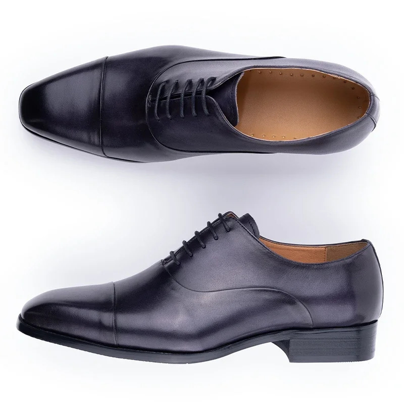 High quality handmade mens Oxford shoes lined with genuine leather mens dresses black and gray mens business shoes 241007