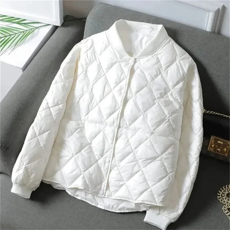 2024 Fashion Ultra Light Down Cotton Outwear Women Short Quilted Jacket Autumn Single Breasted CottonPadded 240930