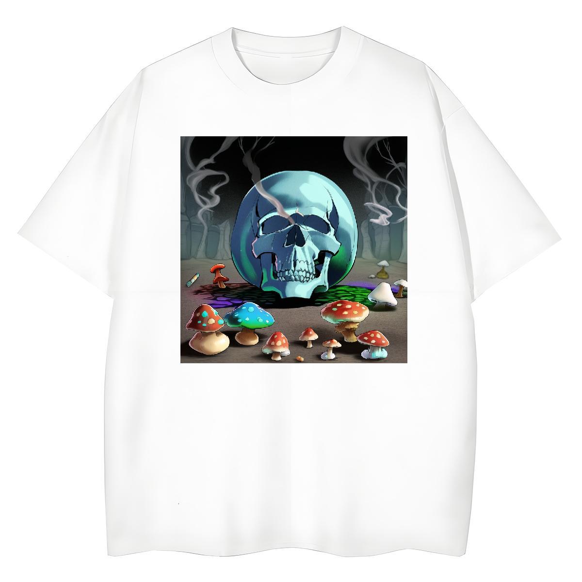 New T shirt 230g Cotton Crew Neck Breathable Summer Casual skull Women Tshirts Nice Plus Size Cartoon Tops
