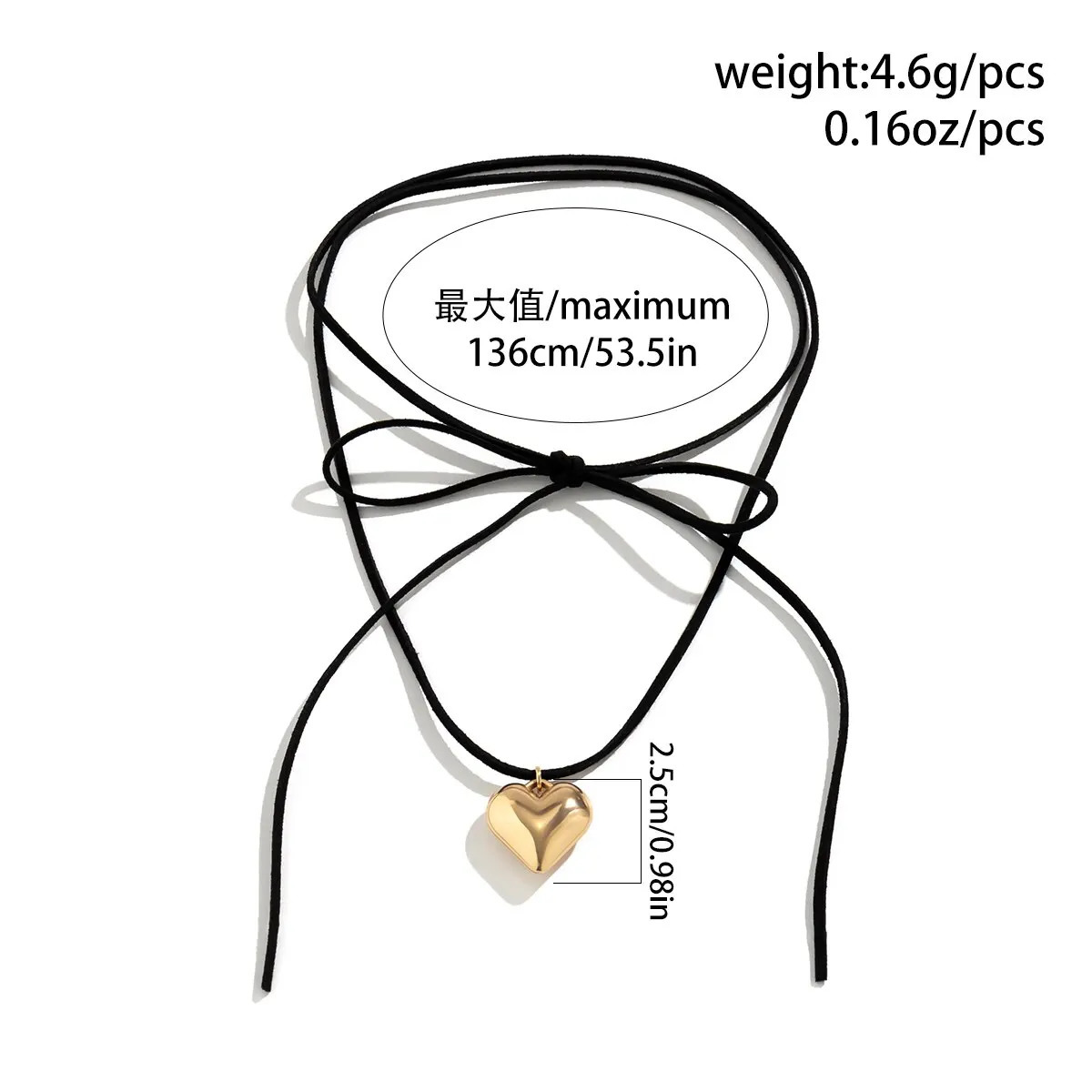 Exaggerated Black Velvet Large Heart Pendant Necklace Womens Knot Bow Adjustable Rope Chain Jewelry Wedding Accessories 241011