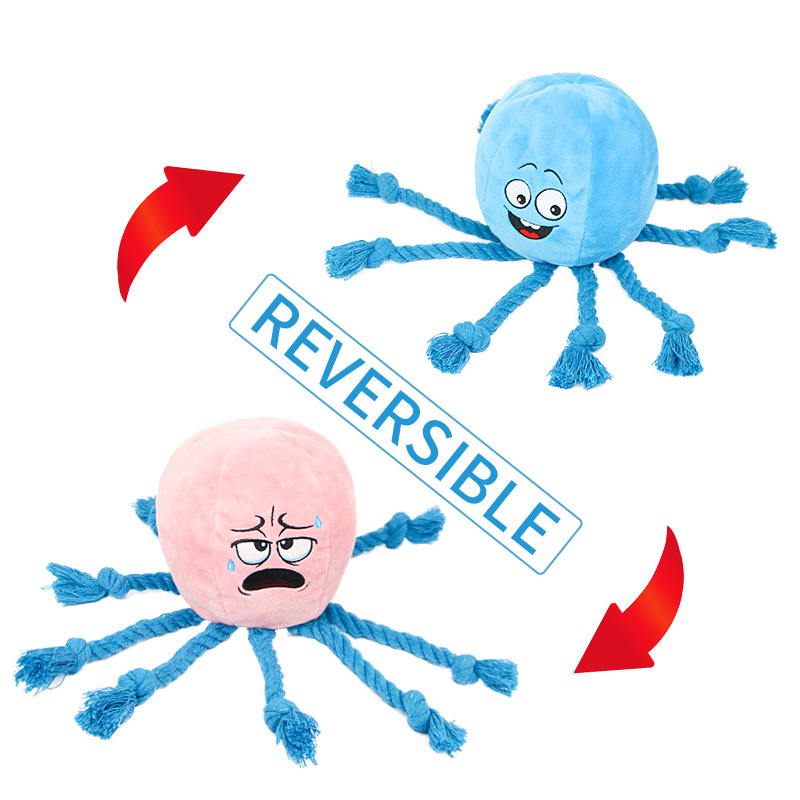 Dog Chew Toy Double Reversal Octopus Sound Animal Shape Cute Plush Puppy Cleaning Teeth for Small Medium Big Pet Supplies