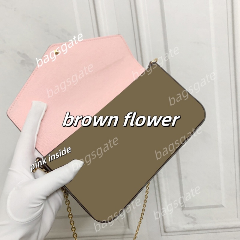 Designer ladies wallets shoulder chain bags high quality Fashion bags brown flower checked crossbody bag