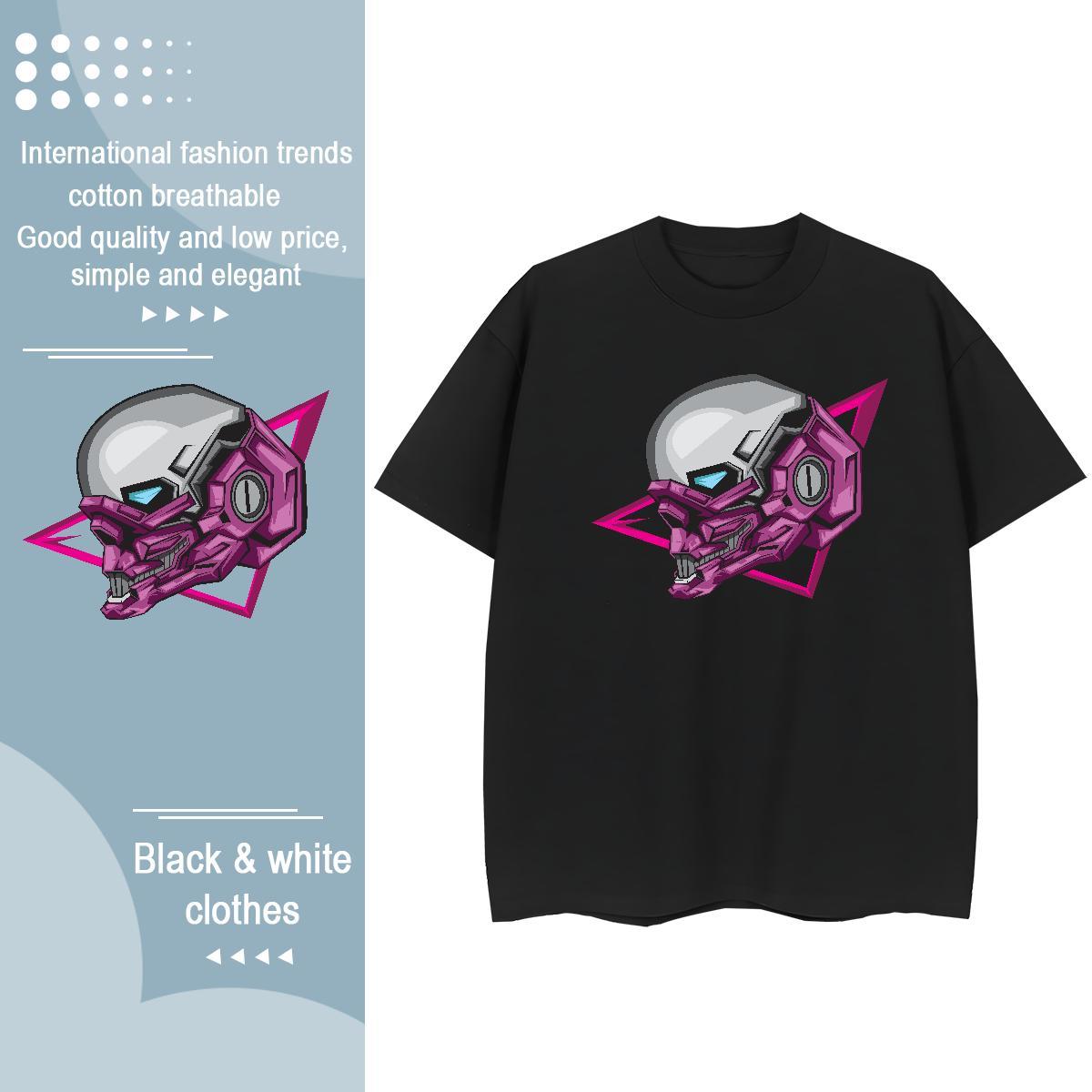 Casual New T-Shirts 100% Cotton 230g Breathable Short Sleeve High Street Hip Hop skull Women Tees Comfortable DIY Logo Tee Shirt