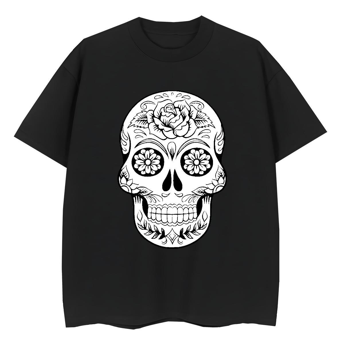 Fashion New T Shirt For Woman 230g Cotton Breathable Soft Hip Hop skull Womens Tshirts Designer Nice Black Oversized Tee Shirt