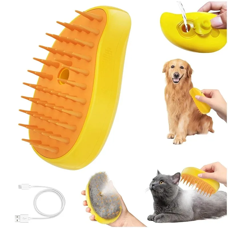 Accessories Cats Grooming Dogs Hair Pet Pets for Removes Massage Cats and Dog Electric Steam Brush Things Sprayer Supplies Home