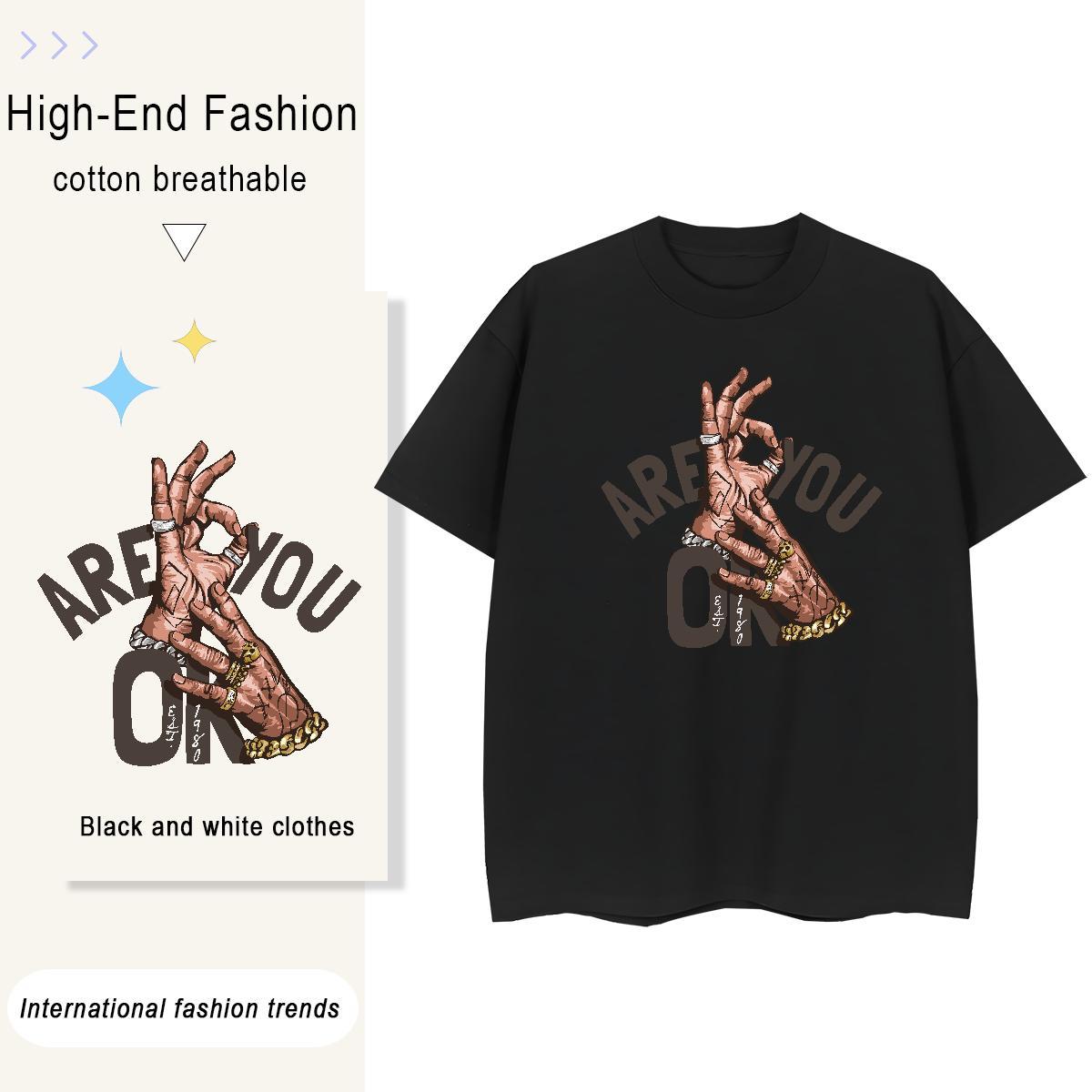 Fashion Casual Womens T Shirts 230g Cotton Comfortable Beach hand- Woman Tshirt 5A DIY Anime Printed Wear