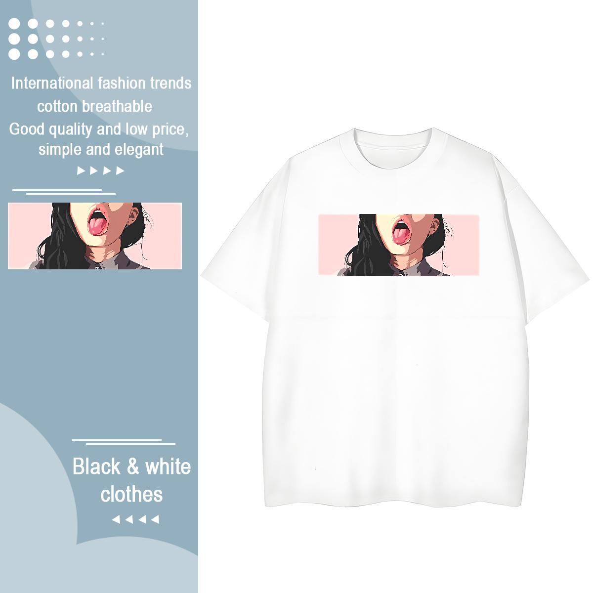 2024 Casual Women T Shirts 230g Pure Cotton Round Neck Short Sleeve Sports Street Wear mouse Women Tees Comfortable White Plus Size Clothes Shirt