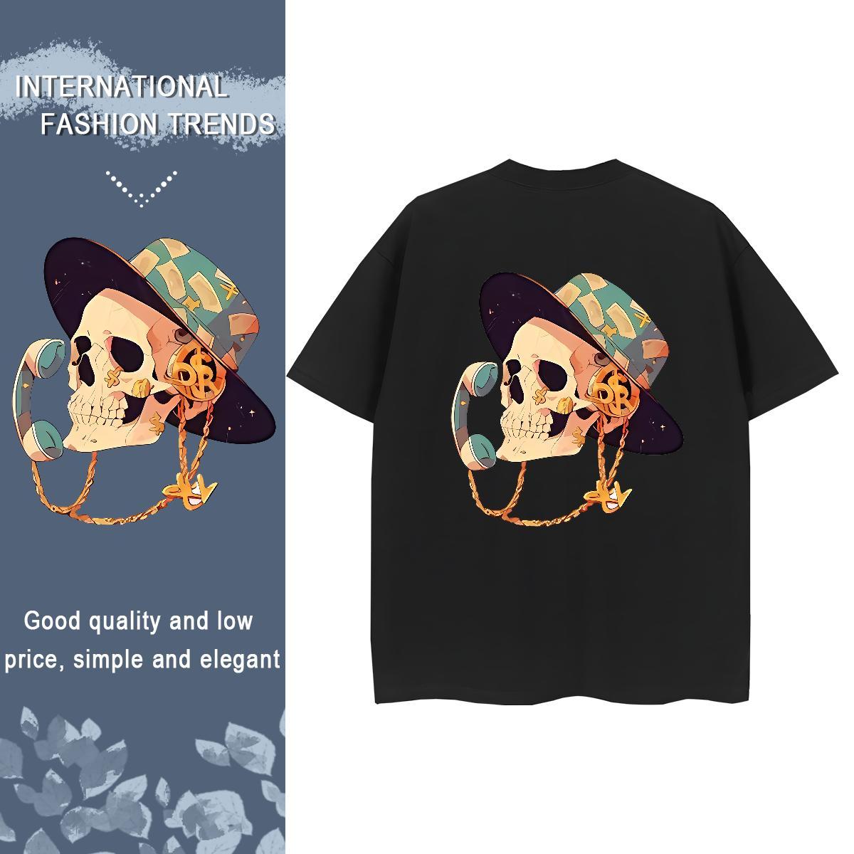 Designer T Shirt For Woman 100% Cotton 230g Crew Neck Hip Hop skull Womens Tshirts Lady Custom Printed Wear