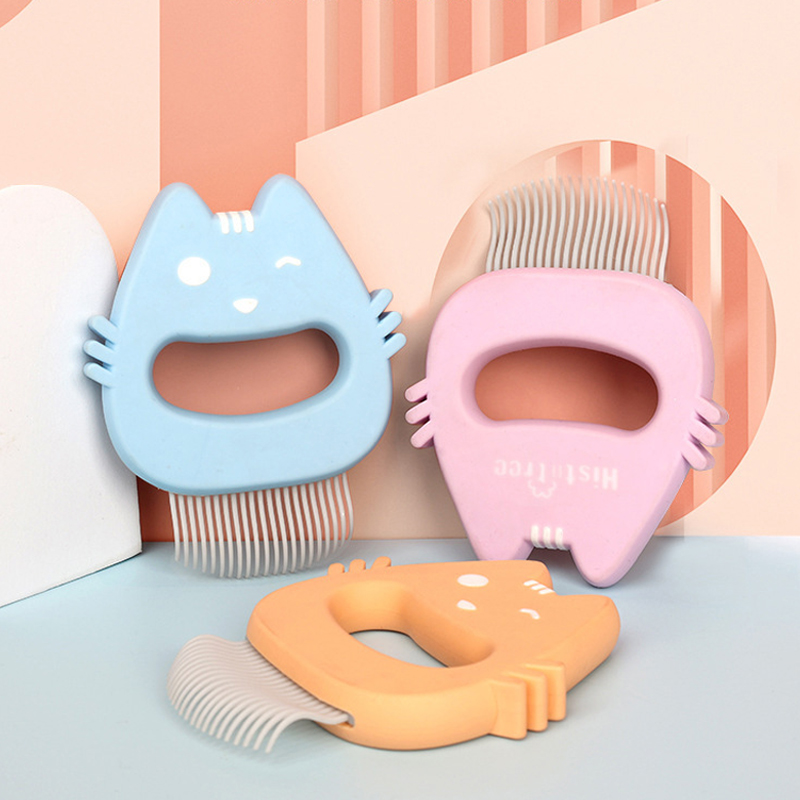 Cute Cat Shell Comb Soft Bent Needle Cat Head Shape Cat Floating Hair Comb Plastic Cat Hair Removal Needle Comb Pet Supplies