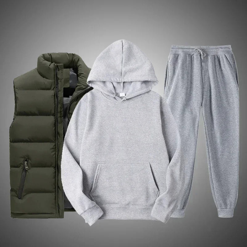 Winter Hoodie Set Mens Fashion Wool Black Sports Pants Casual Jogging Shirt Womens Zipper 3XL 241008