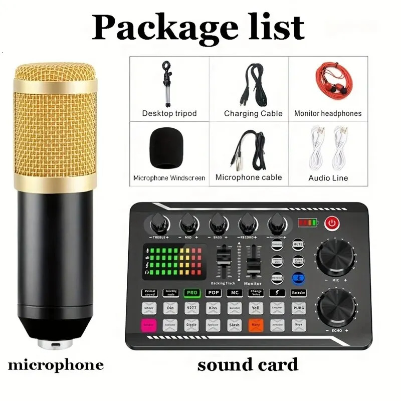 DJ equipment microphone sound card console Studio sound card kit cable telephone mixing computer real-time voice mixer F998 sound card 241009