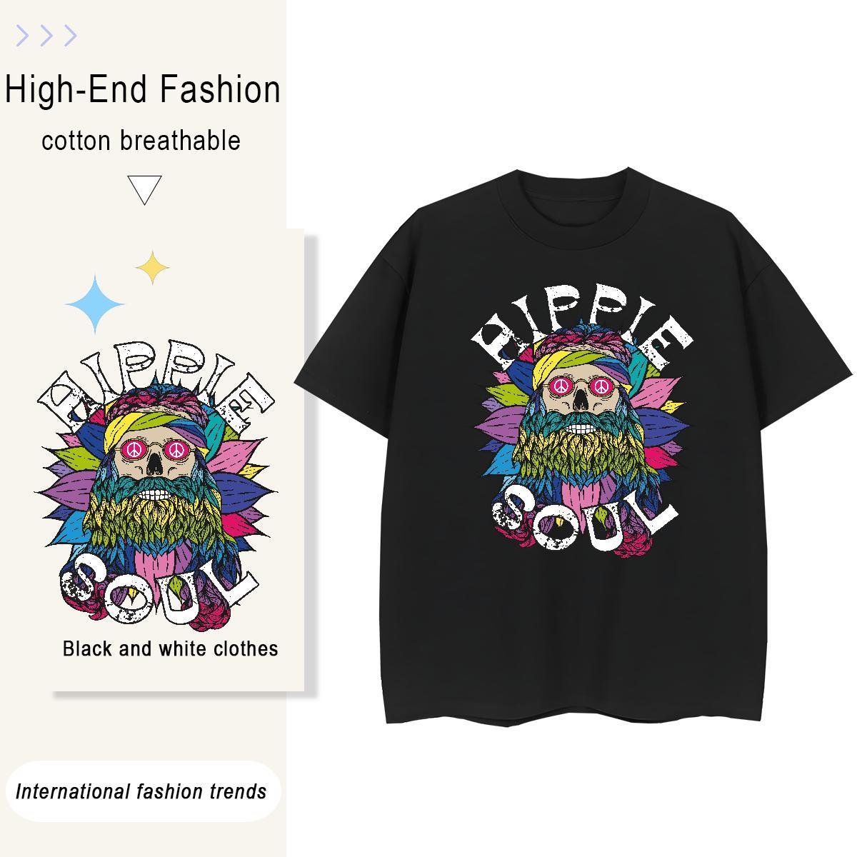 New T-Shirts for Women 230g 100% Cotton Breathable Soft Sports Casual skull Unisex Tshirts Nice Cartoon Print Tees