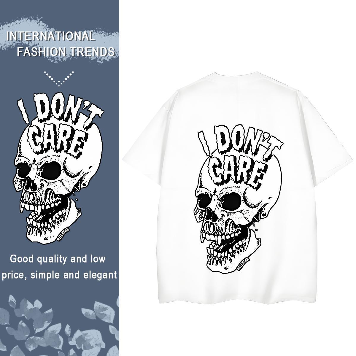 Classic T Shirt For Woman 230g 100% Cotton Round Neck Short Sleeve Home Outdoor skull Woman Tshirt Female Black White Tshirts