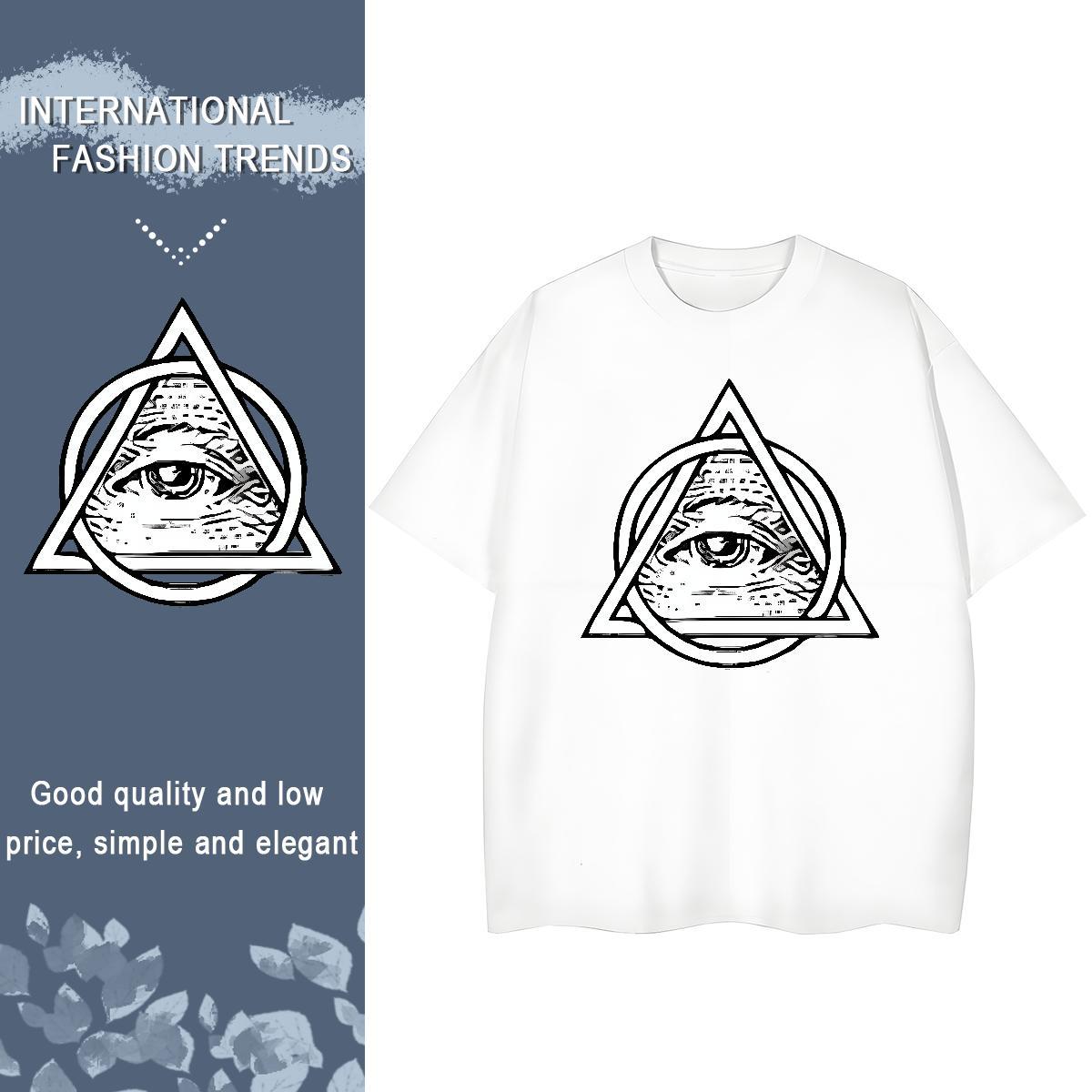 2024 Casual T shirt 230g 100% Cotton Breathable Short Sleeve Daily Wear eye of the devil Womens Tshirts Female Graphic Clothings