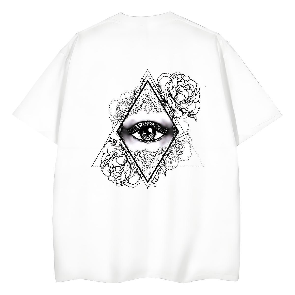Fashion Casual T shirt 230g Cotton O Neck Short Sleeves Street Casual eye of the devil Woman Tshirt Brand White Plus Size Clothings
