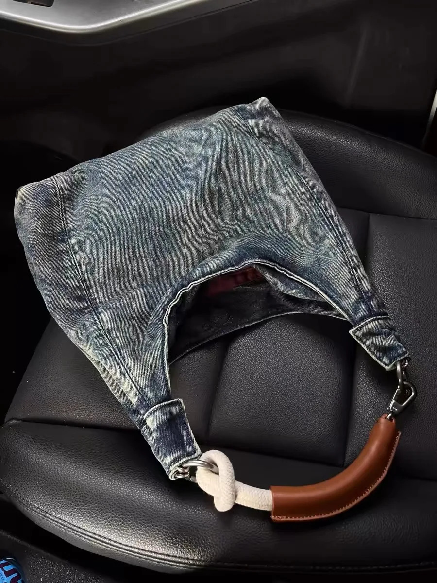 CGCBAG casual denim canvas handbag womens simple beer capacity shoulder bag Korean fashion cross body bag handbag 241008