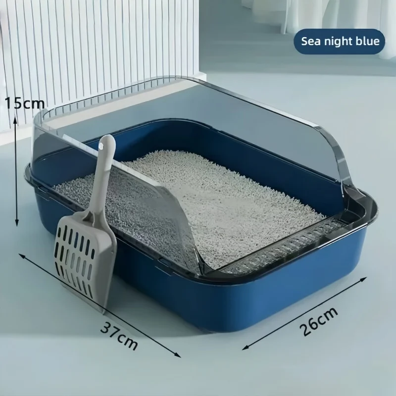 Large Capacity Pet Sandbox Cat Litter Box Splashproof Cat Tray Cat Toilet Cleaning Basin Supplies Pet Toilet Kitten Tray Bedpan