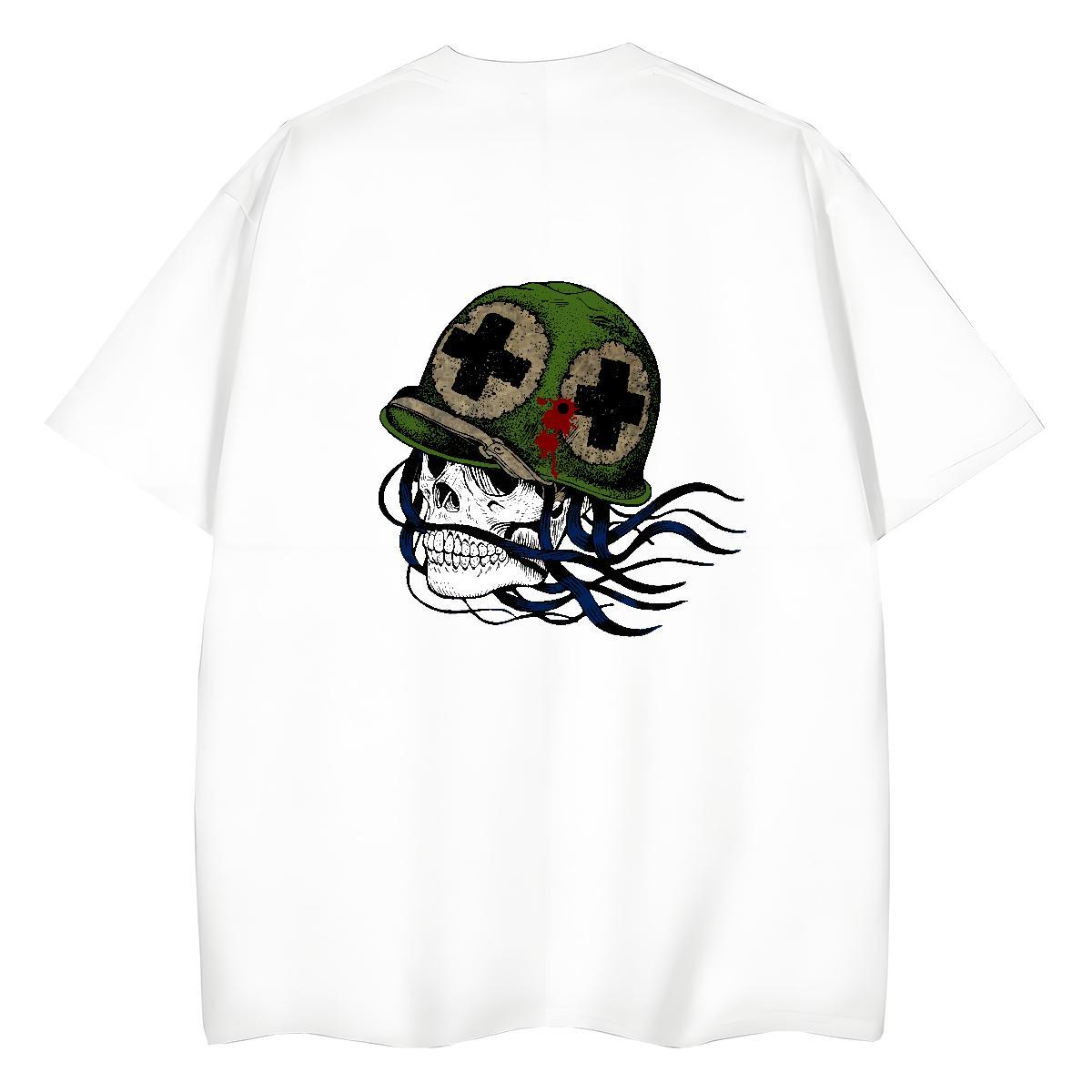 Designer T-Shirts 230g Pure Cotton Crew Neck Breathable Casual Beach skull Unisex Tshirts Brand Custom Printing Wear