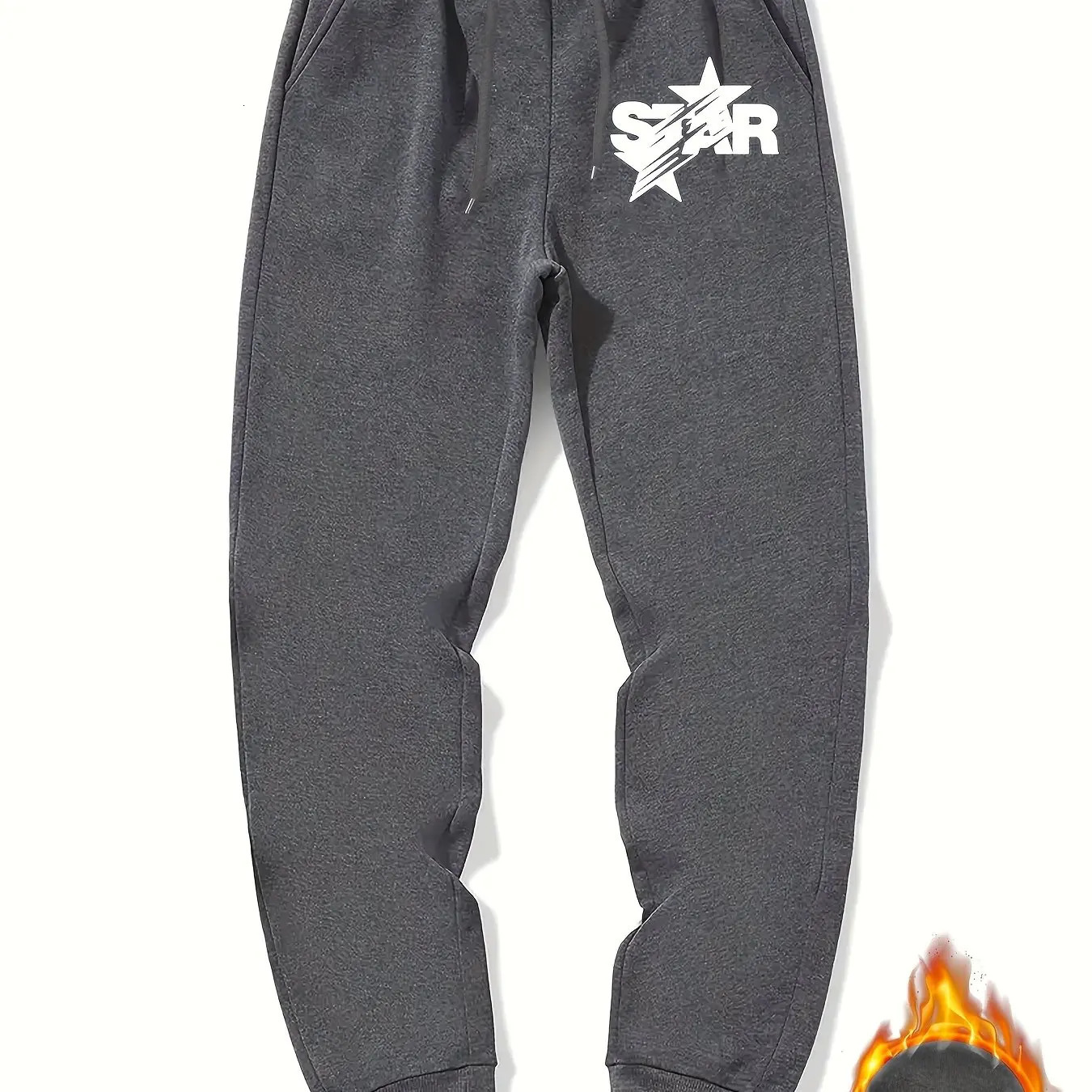 Spring and Autumn Streetwear Fashion Star Pattern Print Mens Drawstring Sweatpants Fleece Casual Jogging Pants S3XL 241010