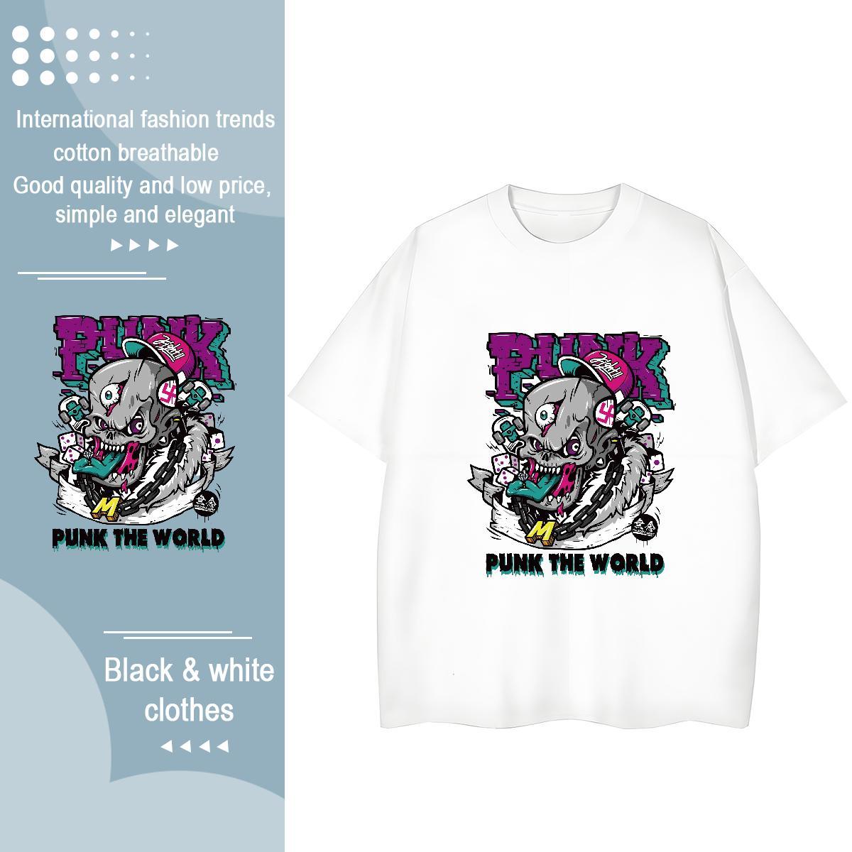 TOP Quality T Shirts Women 100% Cotton 230g O Neck Short Sleeves Street skull Women Tshirts 5A Oversized Top Shirts