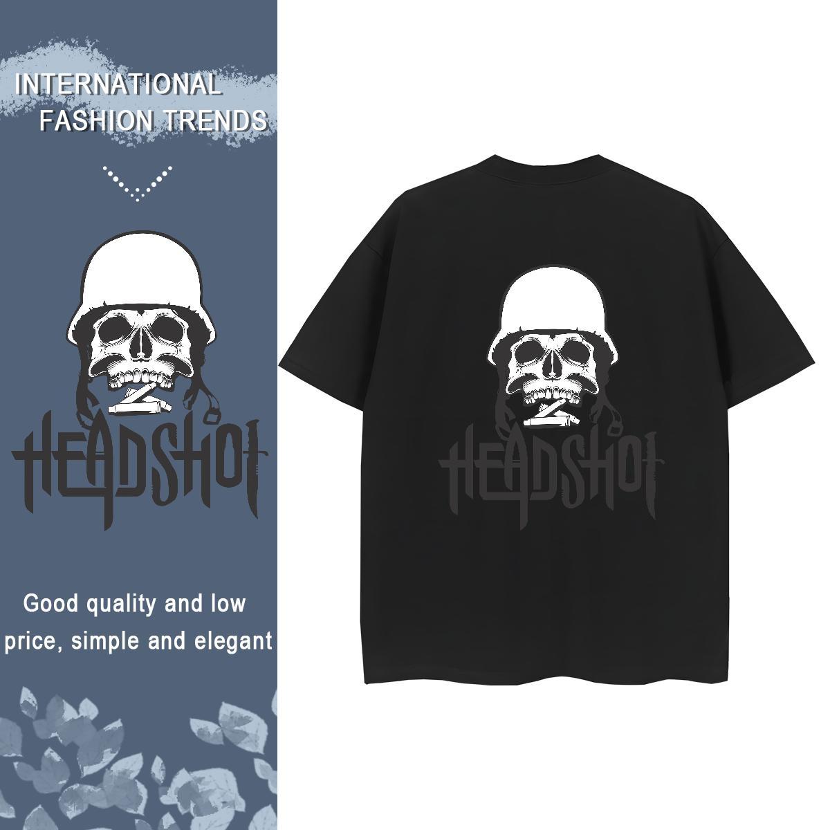 Stylist T-Shirts 230g Cotton Breathable Short Sleeve Hip Hop skull Woman Tshirt Unisex Anime Print Clothes