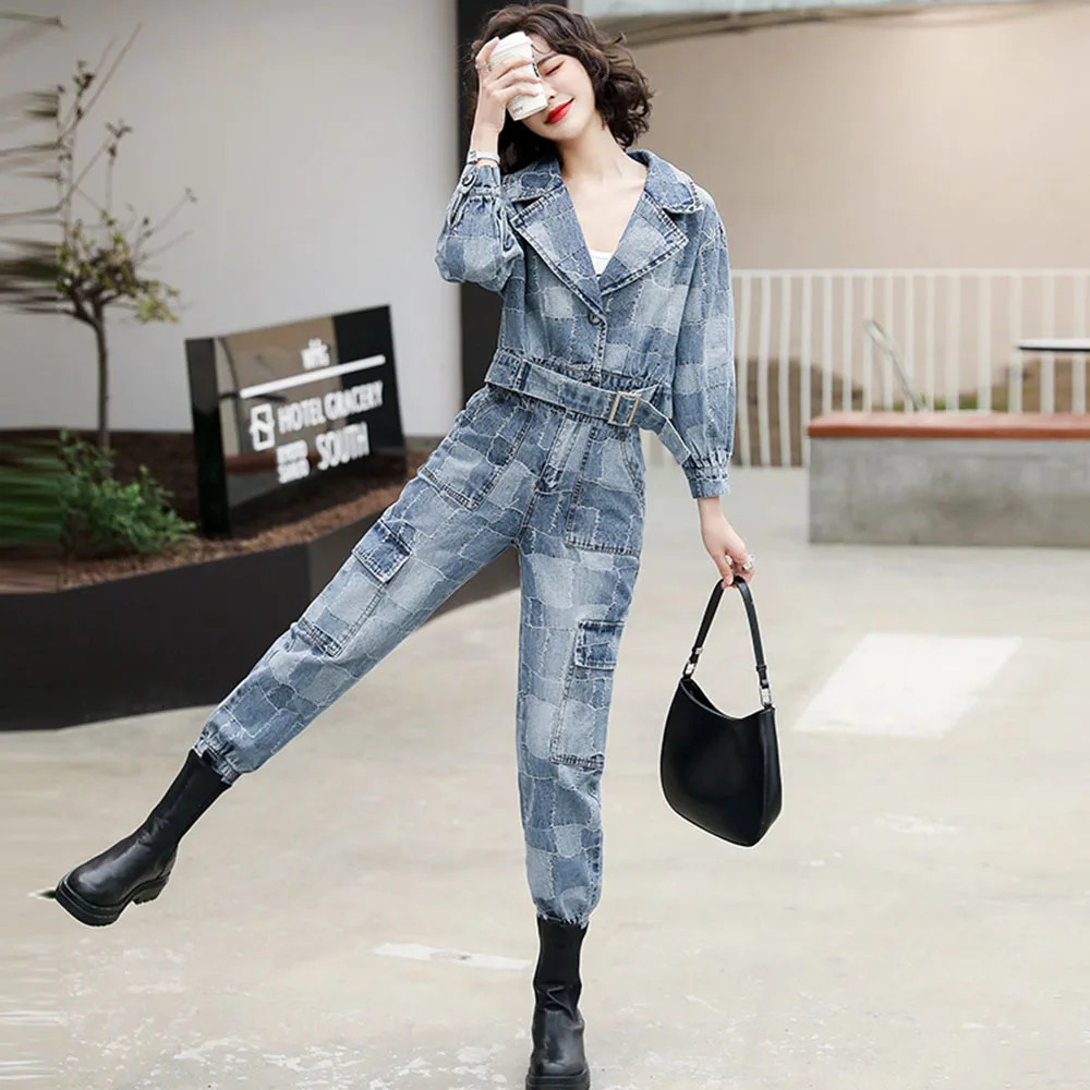 European Product Tool Denim Set for Women Spring/Autumn Trend Fashion Denim Short Jacket Denim Trouser Casual Two Piece Set 240930