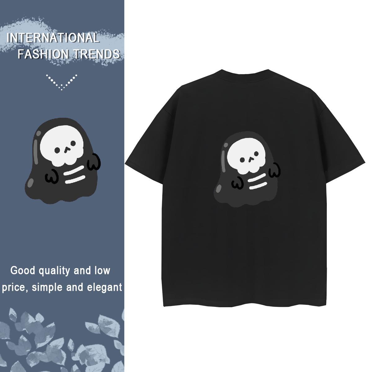 TOP Quality T-Shirts 230g 100% Cotton O-Neck Short Sleeve Daily Wear skull Women Tees High quality Cartoon Printing L-4XL Tees Shirts