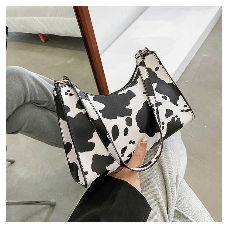 CMM New Trendy Fashion Womens Bag Atmospheric Shoulder Bag Cow Pattern Underarm Bag Western Leopard Pattern Handbag