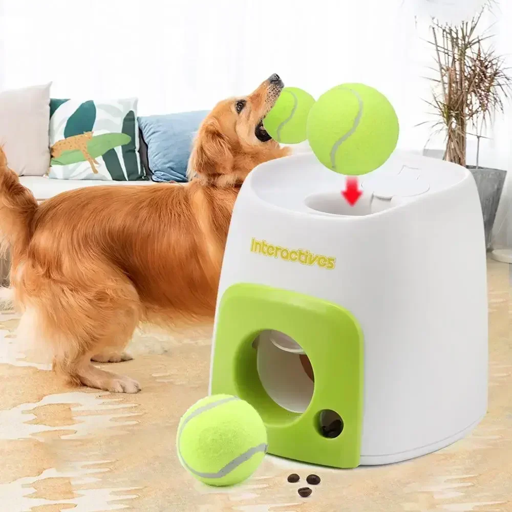 Interactive with 1pcs Ball Cats Dogs Toy Food Reward Machine Smart Feeder Throwing Mmachine Pet Ball Thrower Dog Training