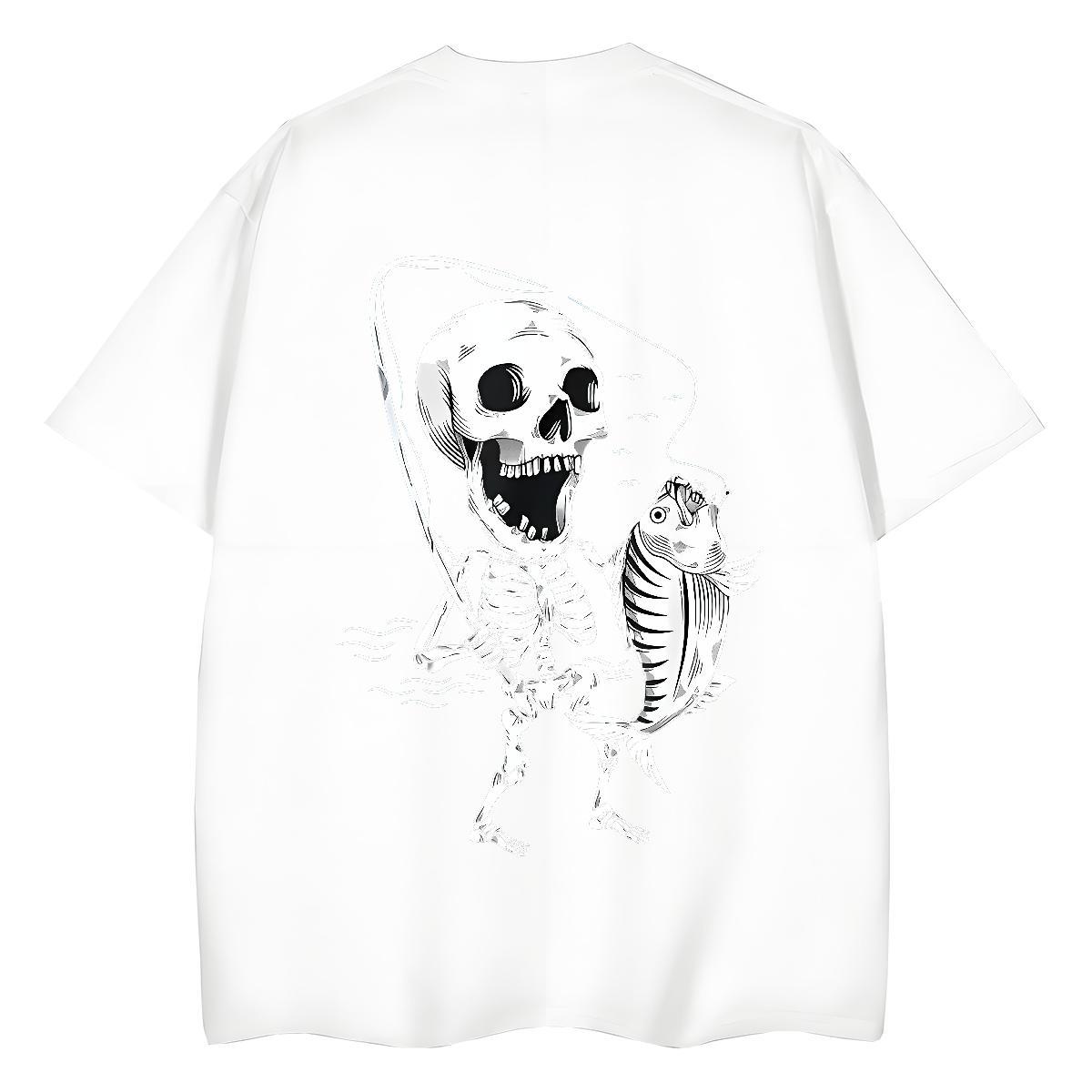 Casual New T-Shirts 100% Cotton 230g Breathable Crew Neck Hip Hop skull Womens Tshirts Designer Oversized Wear