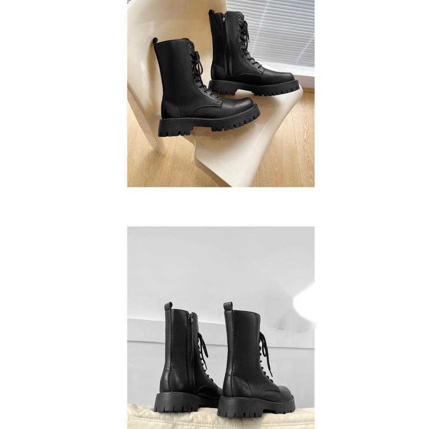 Martin Boot British Style Black Ankle Boots Mens Trendy Side Zipper Workwear Motorcycle Boots Korean Version Height Increasing Mid Top Boots Fashion B