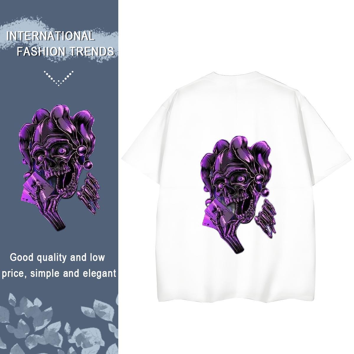 Designer T-Shirts 230g Pure Cotton O Neck Short Sleeves Sports Street Wear skull Women Tshirts Female Plus Size Cartoon Tops