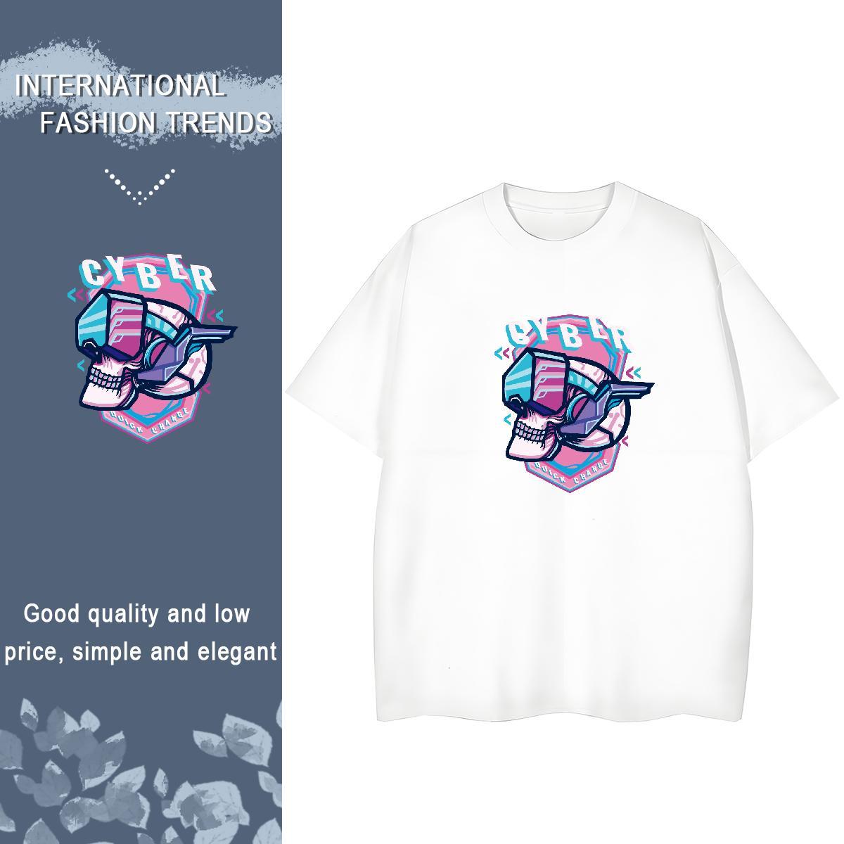 New Arrival Women T Shirts 230g Cotton Breathable Daily Wear skull Couples T Shirts Loose DIY Anime Tee Shirt