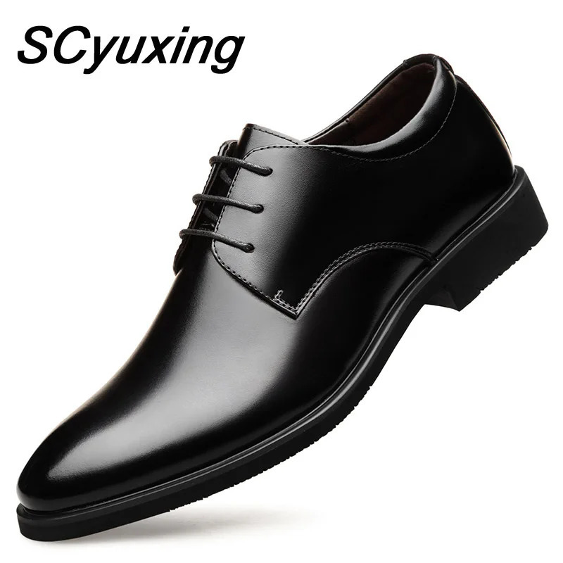 Mens High Quality Denim Leather Shoes UK Business Extra Size 38-47 Soft Leather Mens Split Leather Dress Shoes 241007