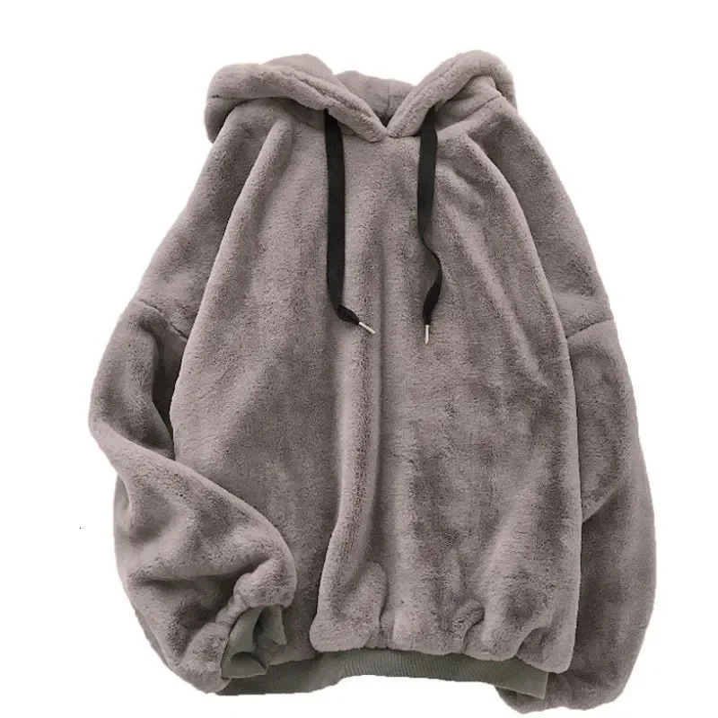 Winter Fluffy Hoodies Casual Fleece Warm Oversized Sweatshirt Women Faux Fur Christmas Pullovers Winter Coat Lazy Warm Jackets 241011