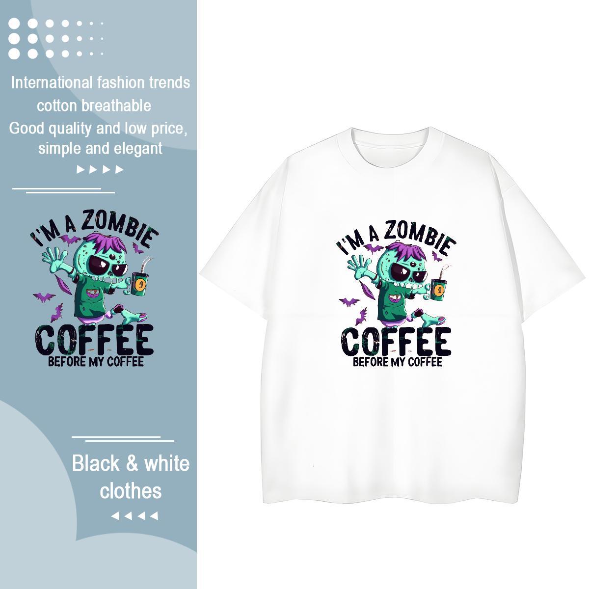 New Arrival T-Shirts for Women 230g Cotton Short sleeve Soft Daily Outfit skull Women Tees Loose Floral Print Wear