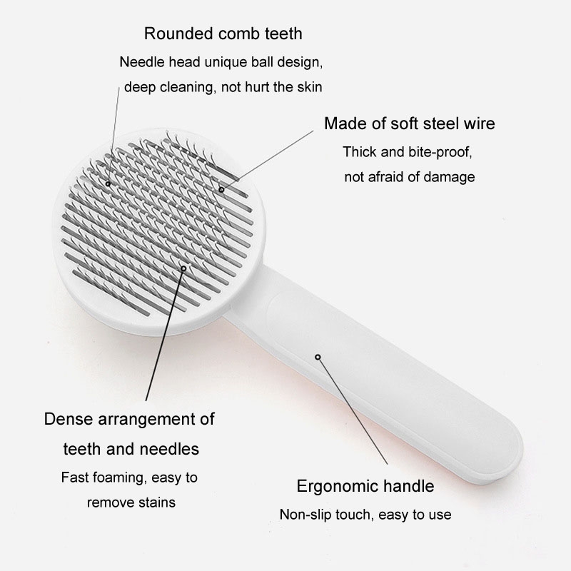 Self Cleaning Slicker Brush for Dog and Cat Removes Undercoat Tangled Hair Massages Particle Pet Comb Relax Groom Cat Supplies