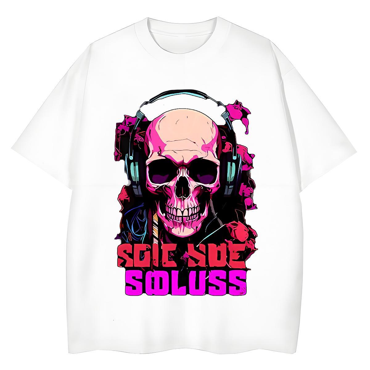 Stylist Womens T Shirts 230g Cotton Short Sleeve O-Neck Hip Hop Street skull Tshirt for Man Woman Unisex Custom Cartoon Polos