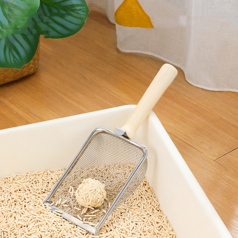Large cat litter shovel stainless steel integrated cat litter box iron shovel metal fine hole spatula