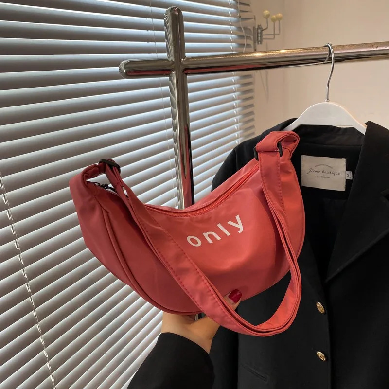 Autumn Sports Style Casual Dumpling Satchel Letter Korean Version Casual Large-capacity Literary Shoulder Messenger Bag 241008