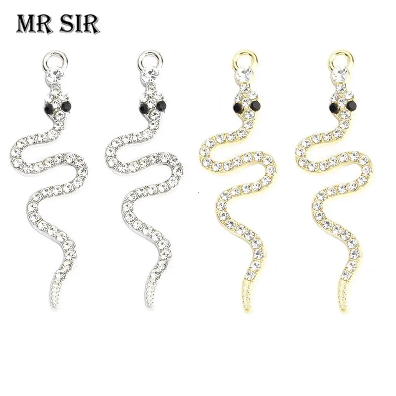 10Pcs Crystal Snake Shaped Charm Gothic Exaggerated Animal Pendant Earrings Bracelet DIY Jewelry Making Accessories 241010