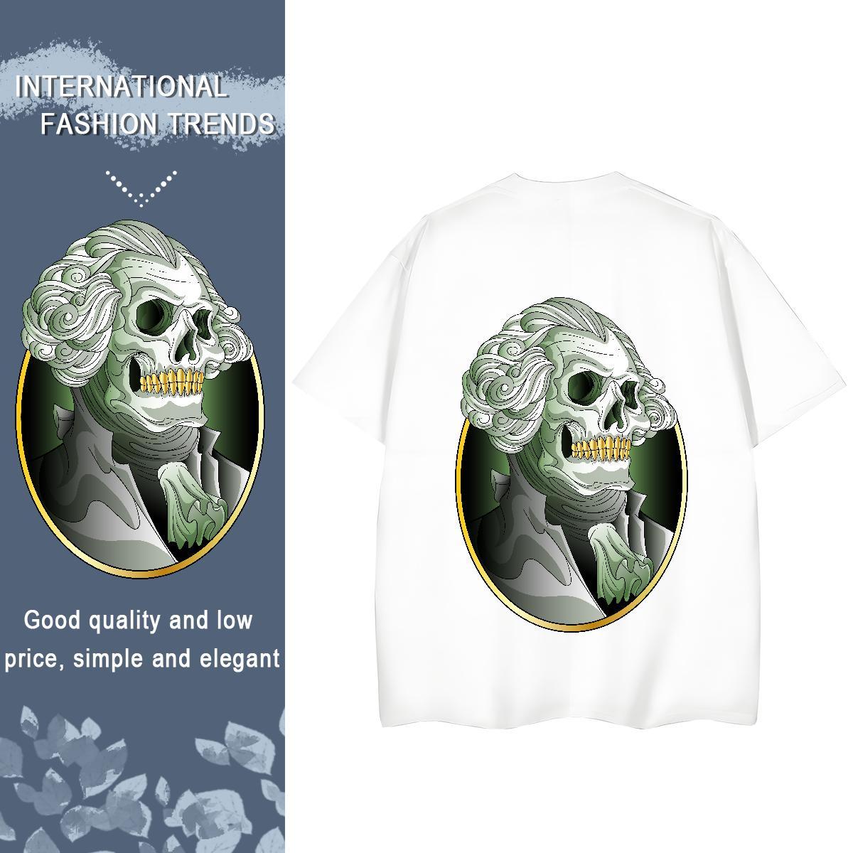 New Womens T Shirts 230g Pure Cotton Round Neck Short Sleeve Street skull Woman Tshirt Designer Nice Custom Print Oversized Tops Tees