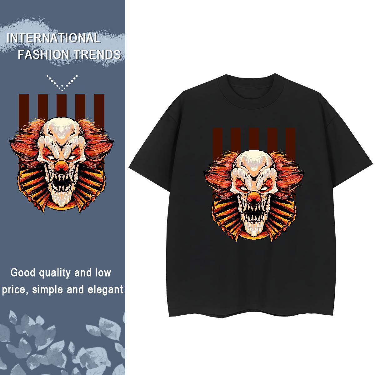 New T-Shirts for Women 100% Cotton 230g O-Neck Short Sleeve Outdoor skull Woman Tshirt Female Cartoon Floral Printing Tops