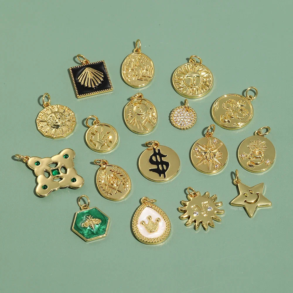 Bohemian Moon Star Charms Diy Earrings Necklace Bracelet Heart Dijes Evil Blue Eye Gold Color for Jewelry Making Supplies 241010