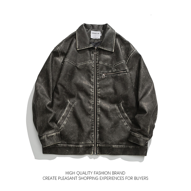 10A American Vintage Washed Leather For Men's Autumn Niche High-End Motorcycle Bomber Jacket Women BF Style Cool Lapel Coat