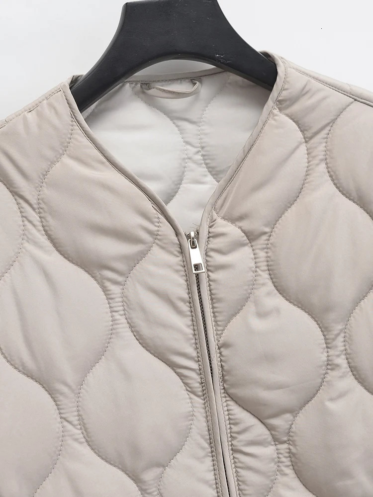 KAOPU ZA Women patch pocket cotton padded jacket coat vintage o neck long sleeve zipper-up female outerwear chic tops 241010