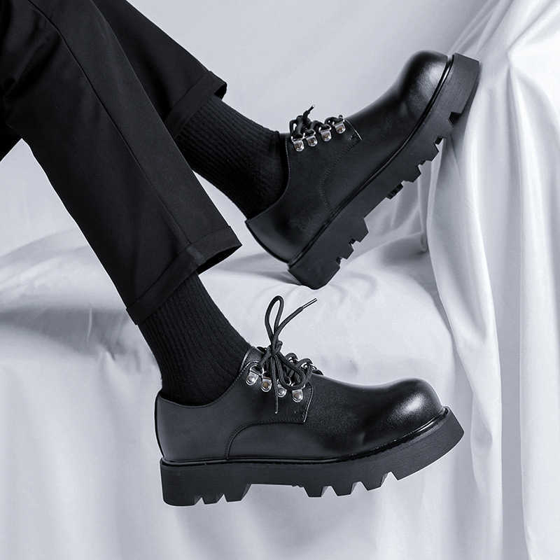 Martin Boot Mens Shoes New British Trendy Shoes Low Top Ankle Boots Spring and Autumn Hairstylist Big Head Leather Shoes Fashion Boots 240927